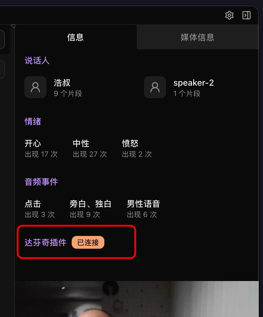 HaoCut 中显示 DaVinci 插件已连接